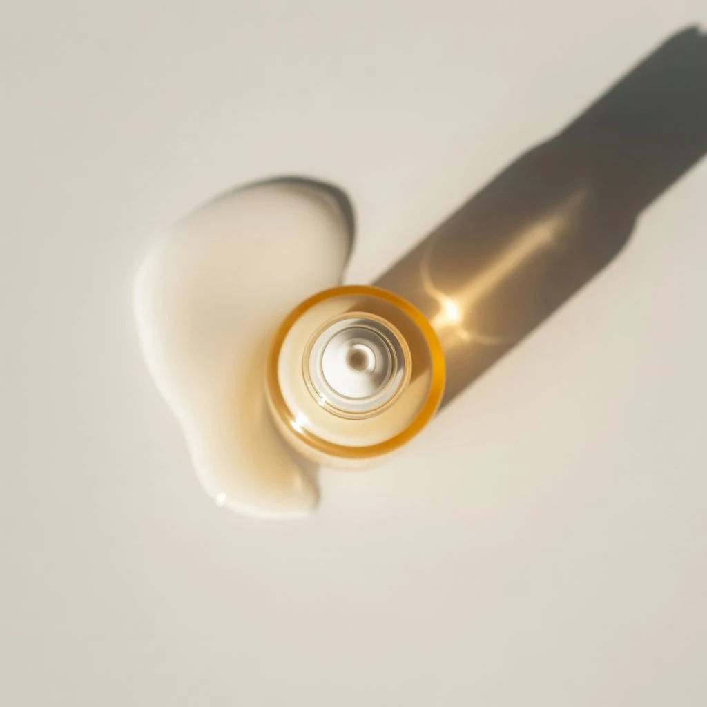 Vitamin C serum bottle on a clean white surface