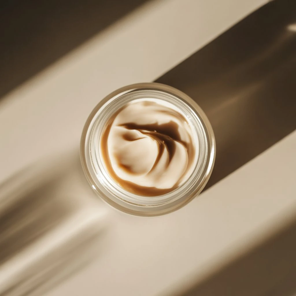 Retinol cream jar against a soft background